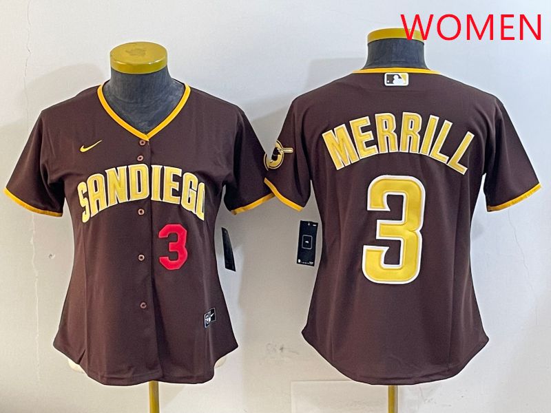 Women San Diego Padres #3 Merrill Brown Game 2025 Nike MLB Jersey style 6